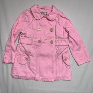 Pink Trench Coat Jacket Girl’s 5T Preppy Classic Button Up Pea Coat OshKosh Fall